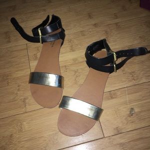 black and gold sandals
